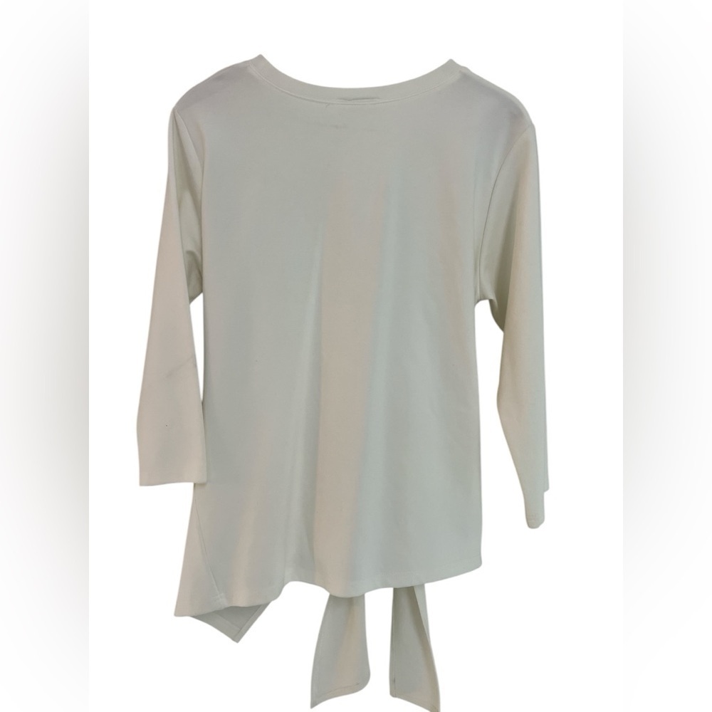Olivia Preckel Elegant Cream Tie-Front Blouse - Picture 5 of 9